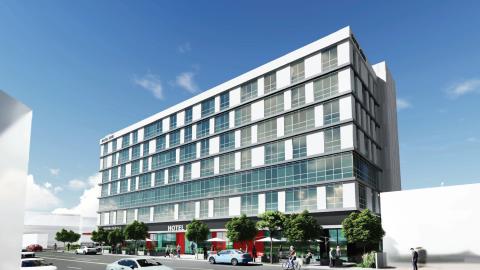 View of proposed hotel at 1434 Robertsoon looking northeast