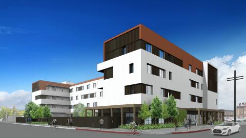Rendering of permanent supportive housing at 21300 Devonshire Street