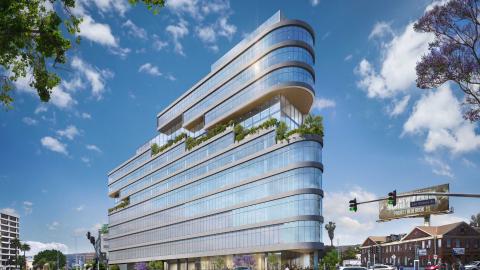 Street-level view of  656 South San Vicente Medical Office Project