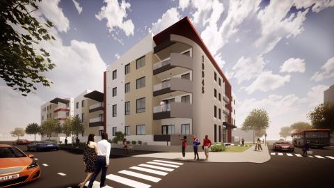 Rendering of The El Monte Metro apartments