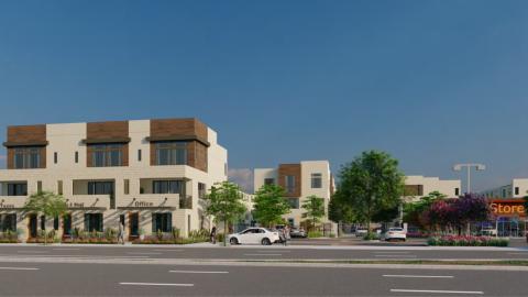 View of Walnut Place development from Rosecrans Avenue