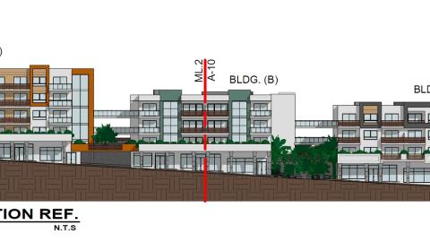 South elevation of 3411-3427 Foothill Boulevard