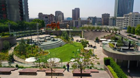 View of The Yard looking east toward the Historic Core