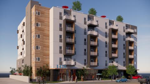 Rendering of 1436 W Jefferson Boulevard from northeast corner