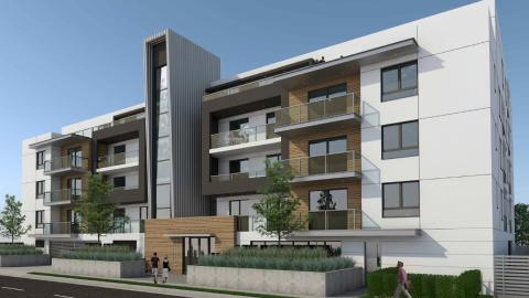 Rendering of proposed apartment complex at 14805-14817 Erwin Street