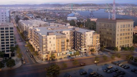 Aerial view of t 625 Beacon Street looking north toward the Vincent Thomas Bridge