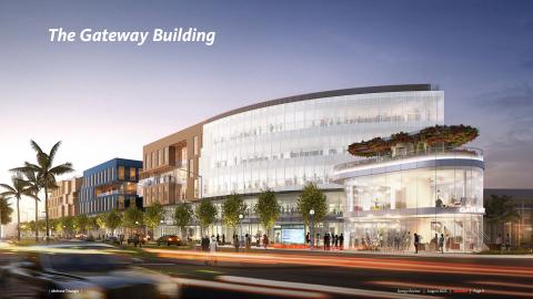 View of The Gateway Pavilion at the Melrose Triangle development