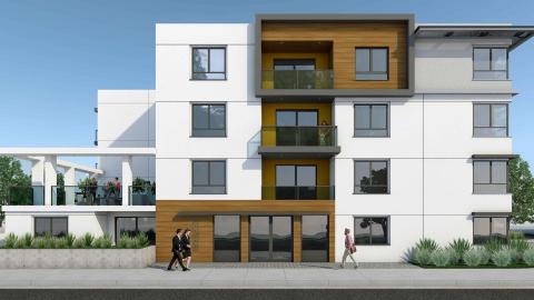 View of 11001 Moorpark Street from the south