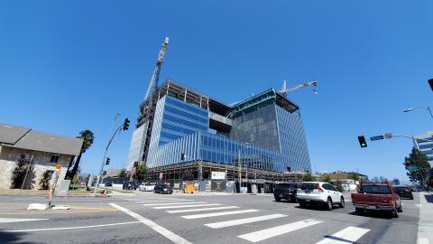 View of Lumwen West LA looking northeast from the intersection of Olympic and Purdue
