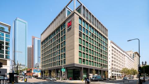 view of the citizenM Los Angeles Downtown from 4th and Spring
