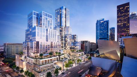 Exterior of Conrad Los Angeles and The Grand LA at duesk