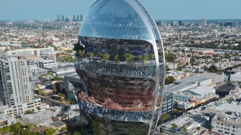 Aerial view of The Star looking southeast from above Hollywood