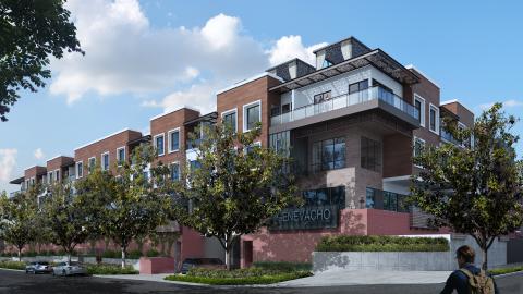 Rendering of the former Shriners Hospital, transformed into senior housing and medical offices