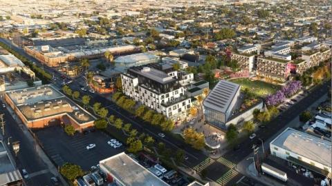 Aerial view of the Slauson & Wall project