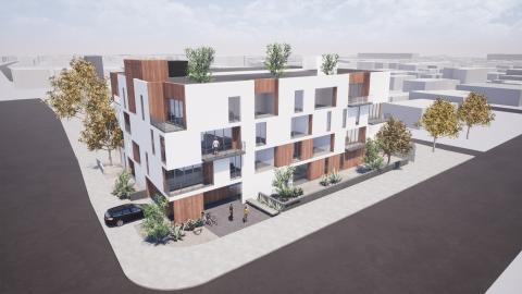 Aerial view of 4981 Centinela Avenue looking northwest