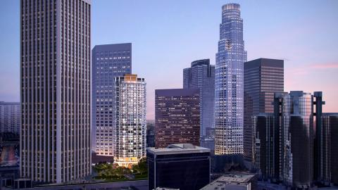 Aerial view of the Residences at 333 South Hope Street