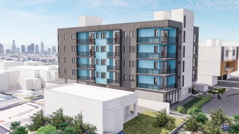 Rendering of 326 Robinson Street, view looking east toward Downtown