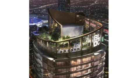 Aerial view of the proposed residential tower at The BLOC