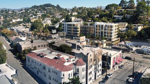 Aerial view of 3209-3227 W Sunset Boulevard