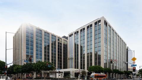 View of Cailfornia Market Center looking southeast from 9th and Main Streets