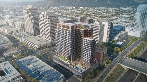 Aerial view of Lucia Park looking southeast from above the 134 Freeway