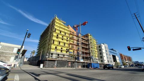View of The Jagger looking southeast from Overland Avenue