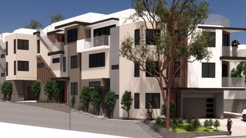 Rendering of small lot houses on Buirnside Avenue