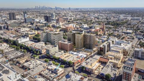 Aerial view of Hollywood Central looking southeast