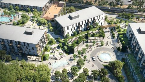 Aerial rendering of the 24 campus in Chatsworth