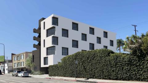 View looking southwest from 4827 S Crenshaw Boulevard