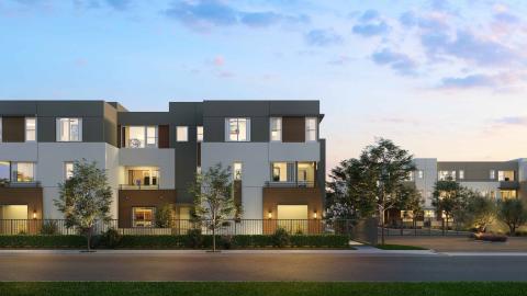 Street-level view of 717 Lyon Street townhomes