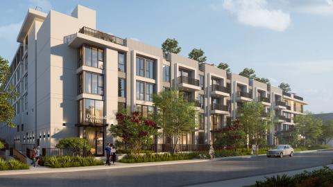 Street-level perspective of Overland & Ayres