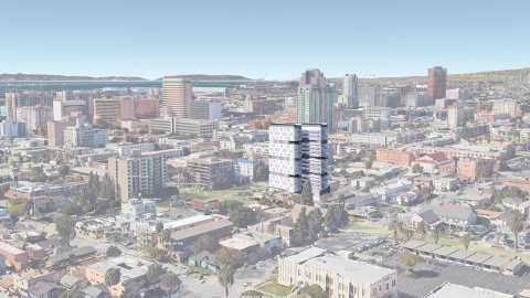 Aerial view of Denali in Downtown Long Beach