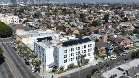 Aerial view of Hope on Broadway looking northeast