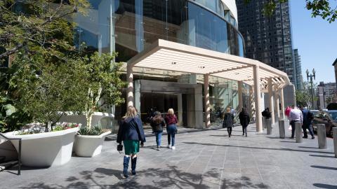 Redesigned entrance to the U.S. Bank Tower