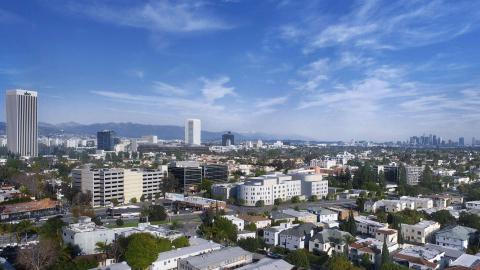 Aerial view looking northeast