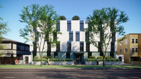 Rendered view looking south from Venice Boulevard