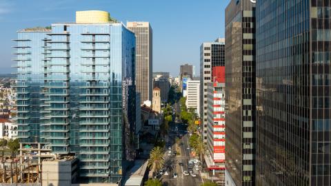 View looking east down Wilshire Boulevard