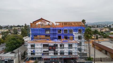 Aerial view of 611 Virgil looking west