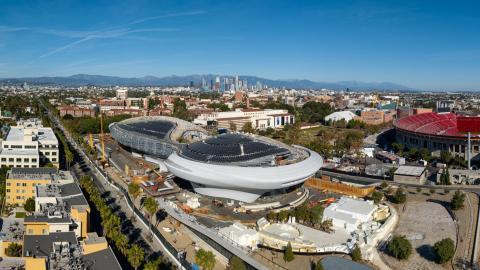 Aerial view of the Lucas Musem looking northeast