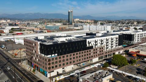 Aerial view of AVA Arts District looking northeast
