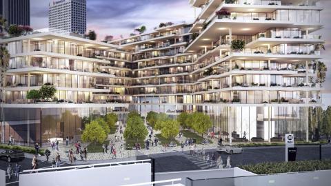 Rendering of proposed project at Grand Ave Arts/Bunker Hill Station site