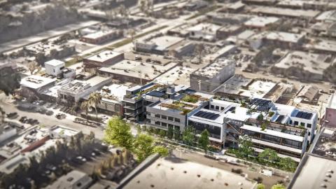 Aerial view of 1630 Euclid looking southwest