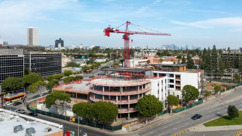 Aerial view looking northeast