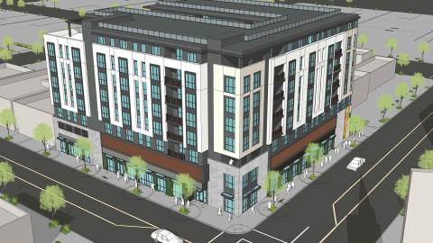 Aerial view of 937 Pine Avenue looking southwest