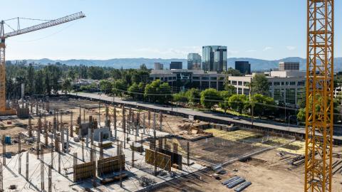 Aerial view of the Wisteria at Warner Center site