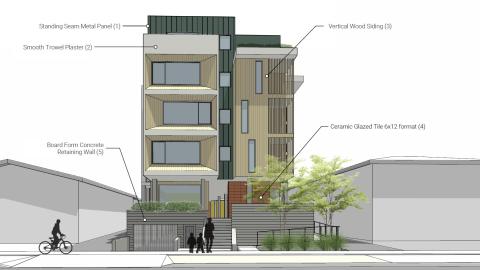South facade facing Locust Street