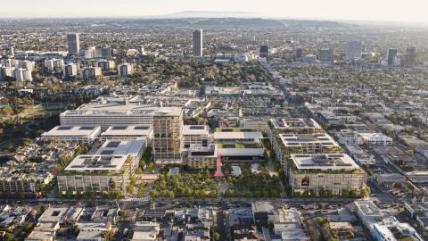 Aerial view of the Television City campus looking south