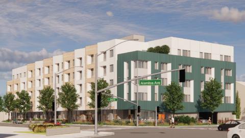 Rendering of 300 Alamitos affordable housing