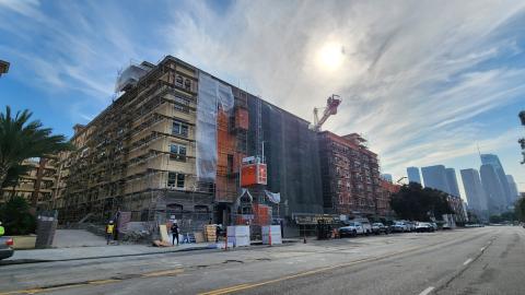 View looking southeast on Beaudry Avenue
